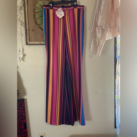 Women’s 70’s NWT Jealous Tomato Striped Wide Leg Multi Colored Pants - Picture 13 of 17